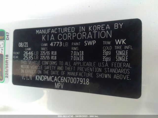 KNDPMCAC6N7007918 KIA Sportage Lx