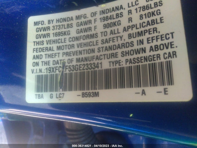 Honda Civic Sedan Lx 2016 19XFC2F53GE233341 Image 11