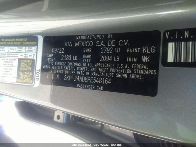 3KPF24AD8PE548164 KIA Forte Lxs