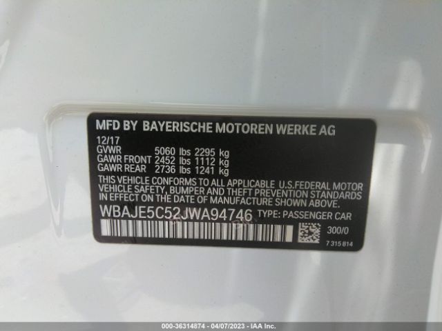 WBAJE5C52JWA94746 BMW 5 Series 540i