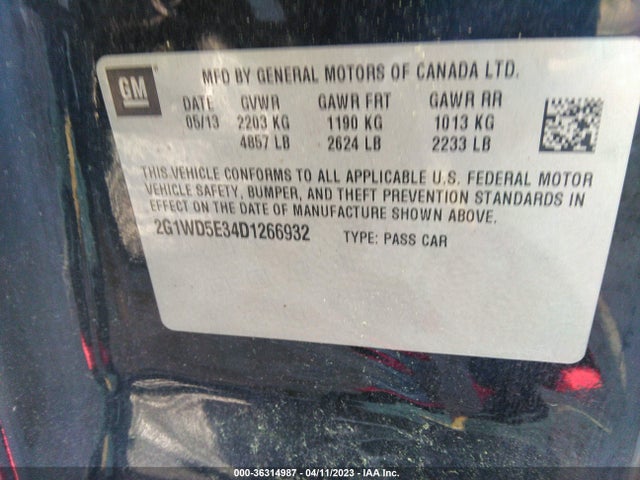 2013 CHEVROLET IMPALA POLICE VIN: 2G1WD5E34D1266932