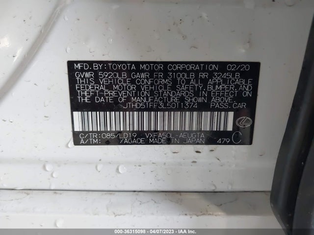 2020 Lexus LS, VIN: JTHD51FF3L5011374