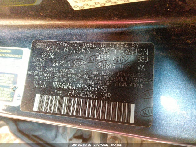 KIA Optima Lx 2015 KNAGM4A76F5599565 Image 10