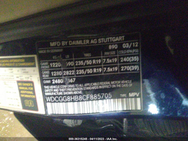 2012 MERCEDES-BENZ GLK 350 VIN: WDCGG8HB8CF885705