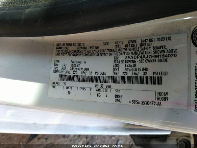 3FADP4AJ7HM154070 Ford FIESTA S