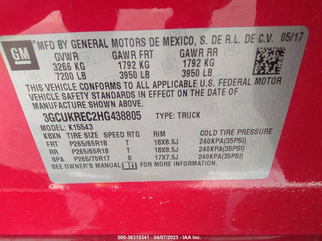 Chevrolet Silverado 1500 1lt 2017 3GCUKREC2HG438805 Image 9