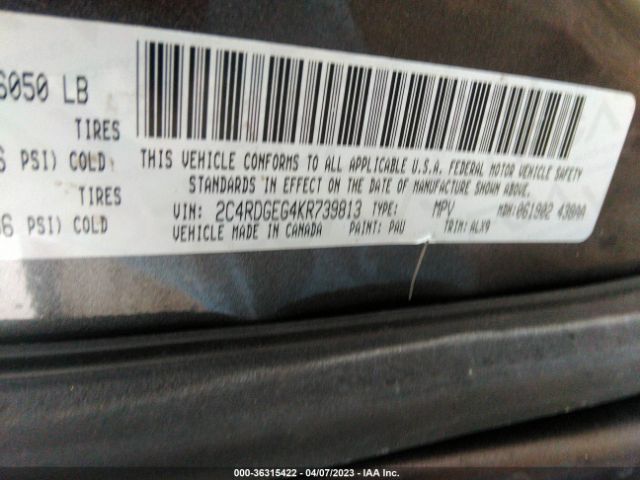 2C4RDGEG4KR739813 Dodge Grand Caravan Gt