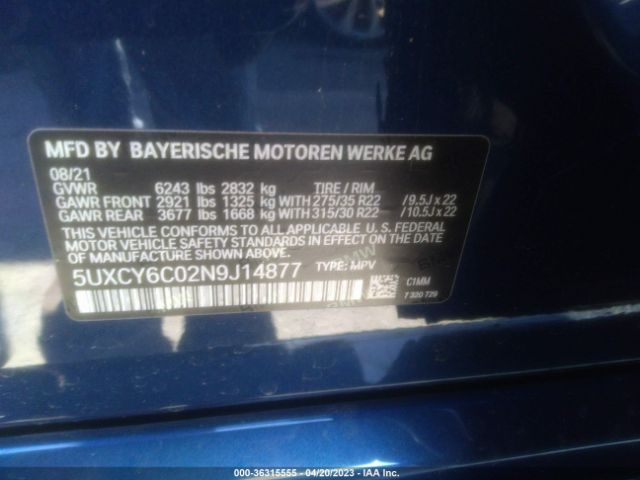 5UXCY6C02N9J14877 BMW X6 Xdrive40i