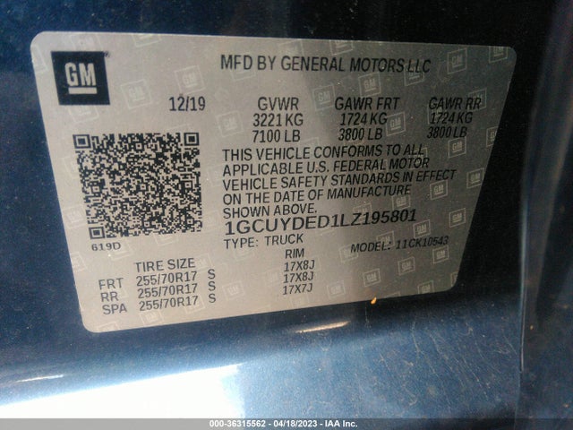 Chevrolet Silverado 1500 Lt 2020 1GCUYDED1LZ195801 Image 9