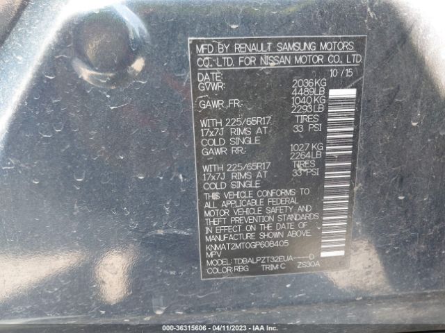 KNMAT2MT0GP608405 Nissan ROGUE S