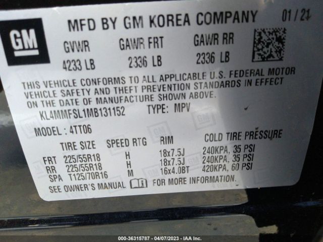 KL4MMFSL1MB131152 Buick Encore Gx Essence