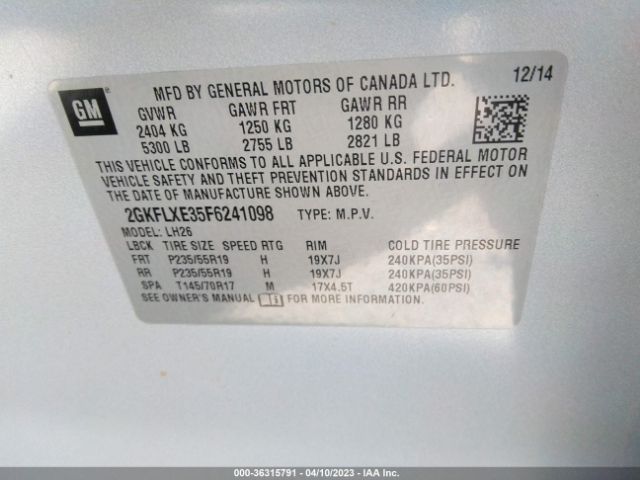 2GKFLXE35F6241098 GMC Terrain Slt