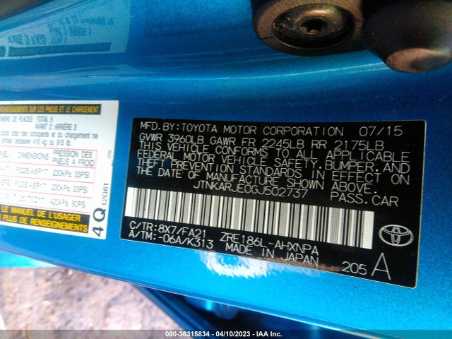 2016 Scion IM, VIN: JTNKARJE0GJ502737