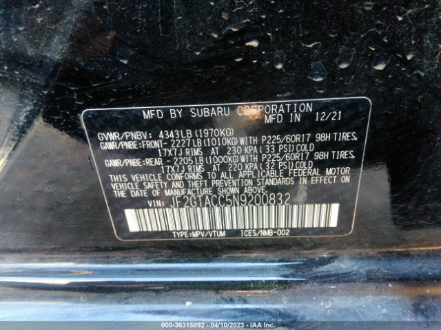 JF2GTACC5N9200832 Subaru Crosstrek Premium