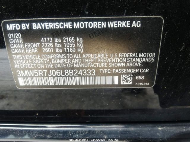 3MW5R7J06L8B24333 BMW 3 Series 330i Xdrive