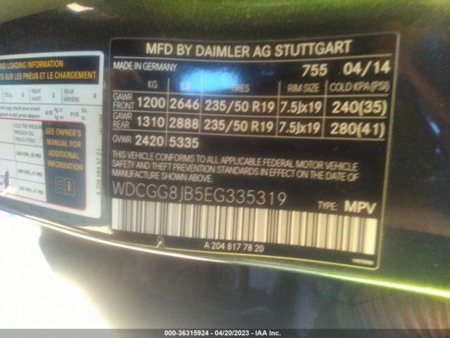 WDCGG8JB5EG335319 Mercedes-Benz Glk-class Glk 350