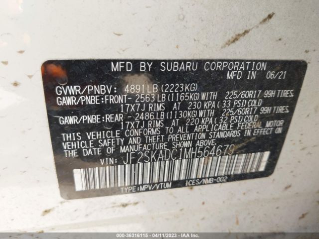 JF2SKADC1MH564679 Subaru Forester