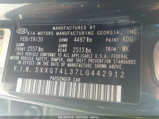 5XXGT4L37LG442912 KIA Optima Lx