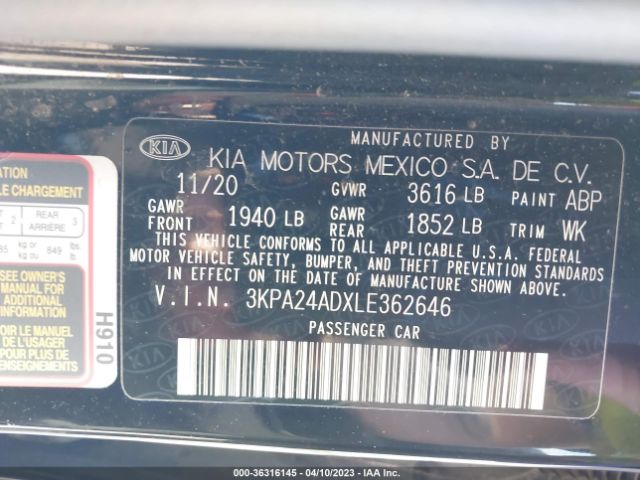3KPA24ADXLE362646 KIA RIO LX