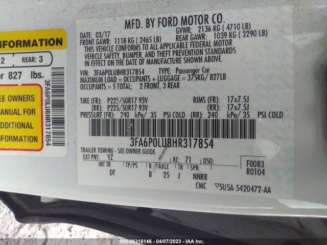 Ford Fusion Hybrid Se 2017 3FA6P0LU8HR317854 Image 10