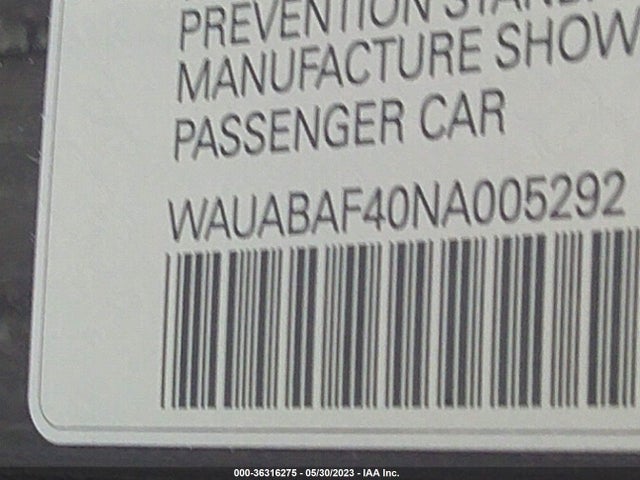 WAUABAF40NA005292 Audi A4 Sedan Premium