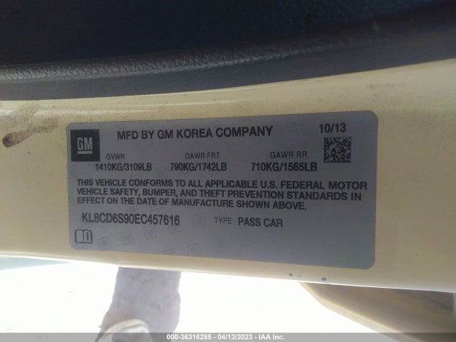 Chevrolet Spark Lt 2014 KL8CD6S90EC457616 Image 9