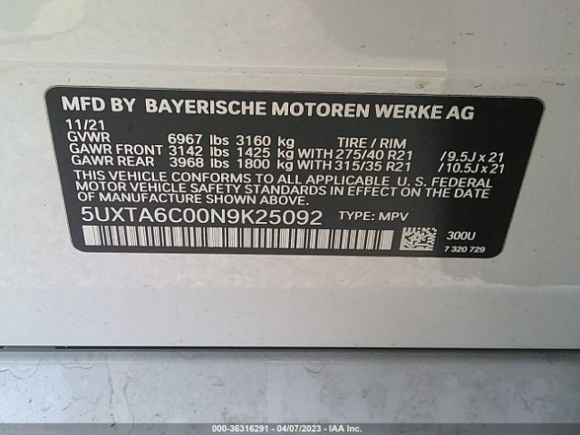 5UXTA6C00N9K25092 BMW X5 Xdrive45e