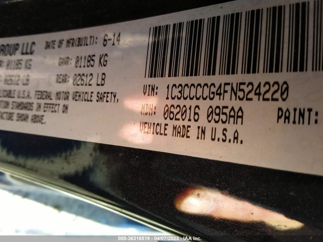 2015 CHRYSLER 200 C VIN: 1C3CCCCG4FN524220