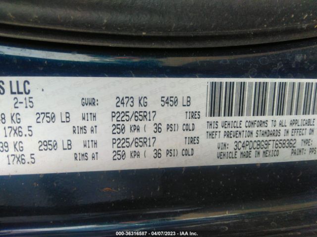 3C4PDCBG9FT658362 Dodge Journey Sxt