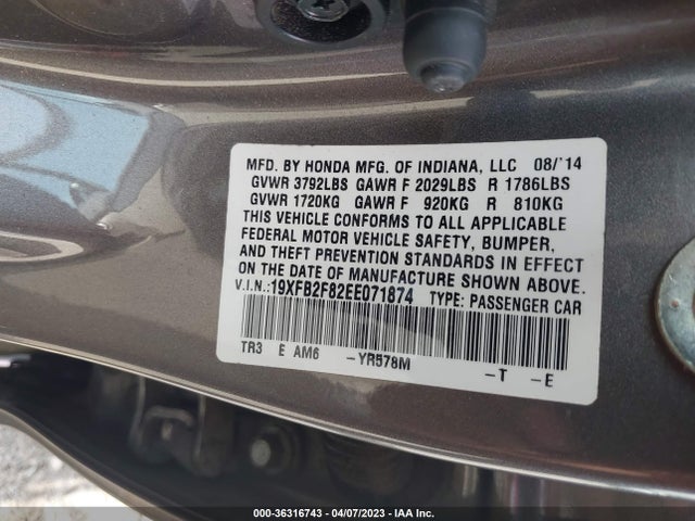 Honda Civic Sedan Ex 2014 19XFB2F82EE071874 Image 9