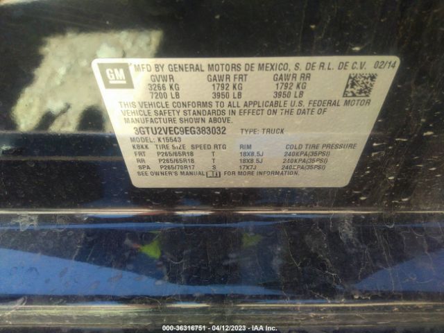 3GTU2VEC9EG383032 GMC Sierra 1500 Slt