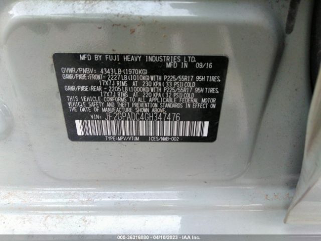 JF2GPADC4GH347476 Subaru Crosstrek Premium
