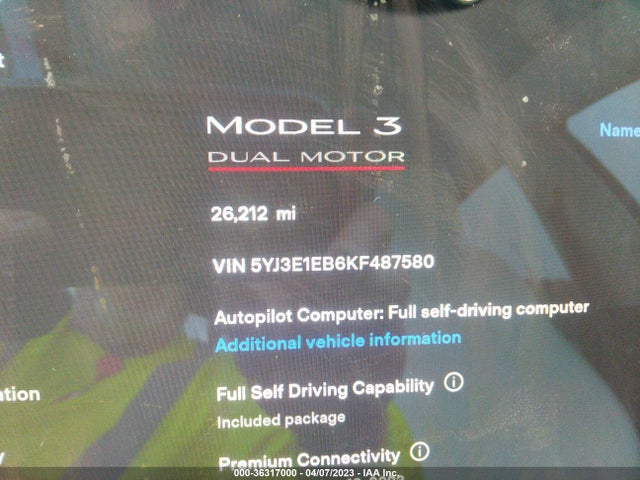 Tesla Model 3 Long Range/performance 2019 5YJ3E1EB6KF487580 Image 8