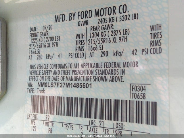 2021 Ford Transit Connect, VIN: NM0LS7F27M1485601