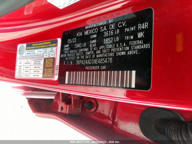 3KPA24AD1NE485478 KIA RIO S