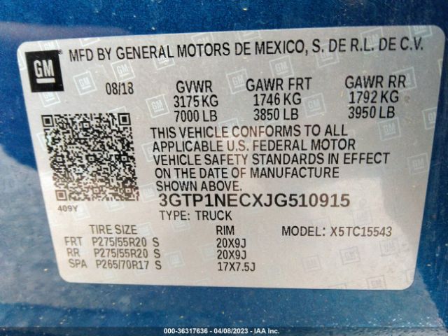 3GTP1NECXJG510915 GMC Sierra 1500 Slt