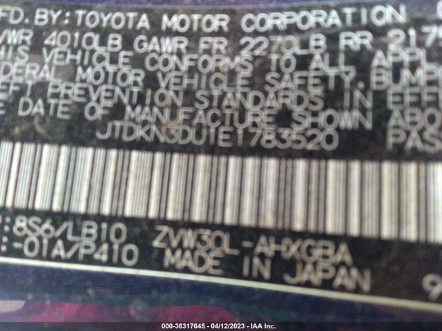 Toyota Prius Four/five/three/one/two 2014 JTDKN3DU1E1783520 Image 9