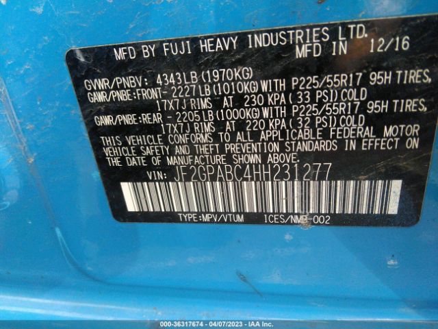 JF2GPABC4HH231277 Subaru Crosstrek Premium
