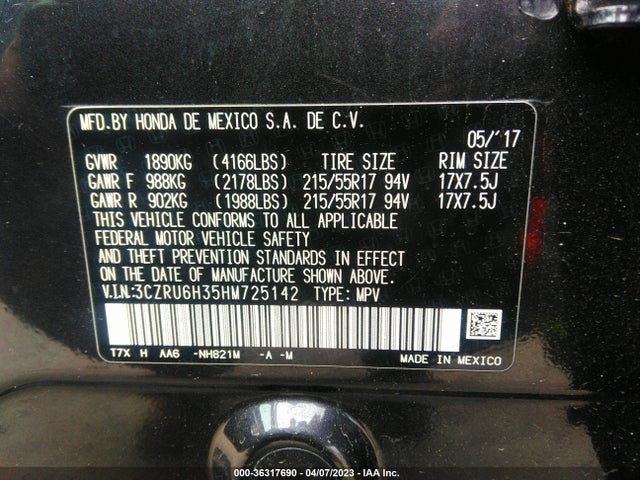 Honda HR-V LX 2017 3CZRU6H35HM725142 Image 9