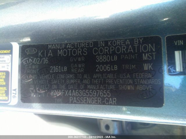 KNAFX4A63G5597655 KIA FORTE LX