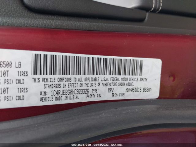 1C4RJEBG0HC923326 Jeep Grand Cherokee Limited