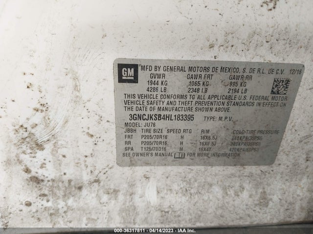 Chevrolet TRAX LS 2017 3GNCJKSB4HL183395 Image 9