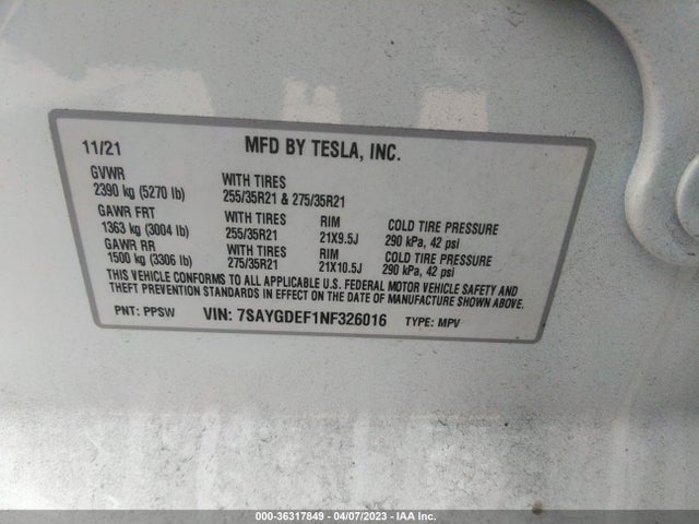 Tesla Model Y Performance 2022 7SAYGDEF1NF326016 Image 9