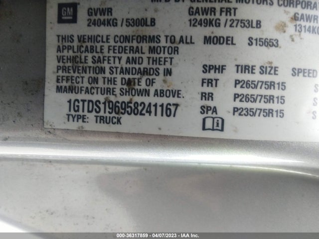 2005 GMC CANYON SLE Z71 VIN: 1GTDS196958241167