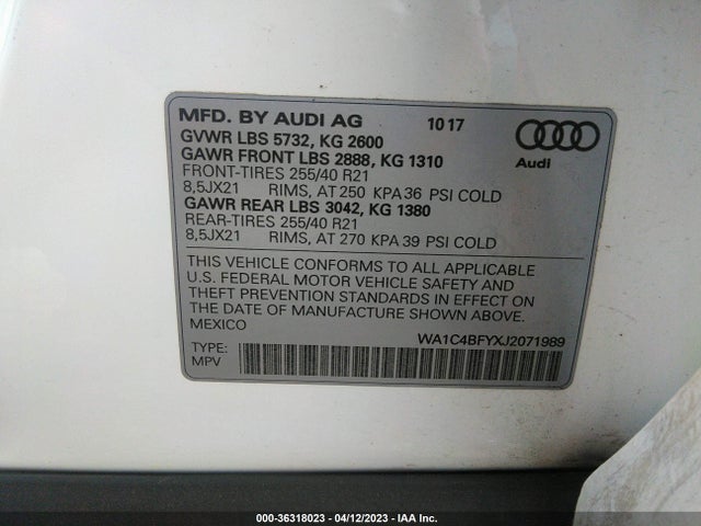 WA1C4BFYXJ2071989 Audi Sq5 Prestige