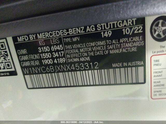 2022 Mercedes-Benz G-Class, VIN: W1NYC6BJXNX453312