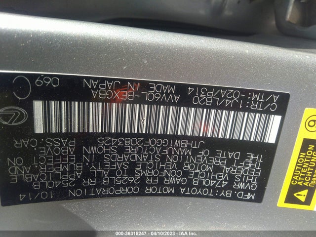 JTHBW1GG0F2083425 Lexus Es 300h Hybrid
