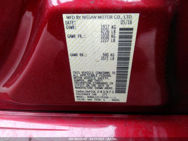1N4AL3AP2GC241971 Nissan Altima 2.5 Sv