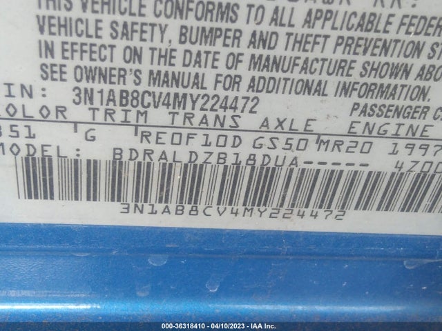 2021 NISSAN SENTRA SV VIN: 3N1AB8CV4MY224472