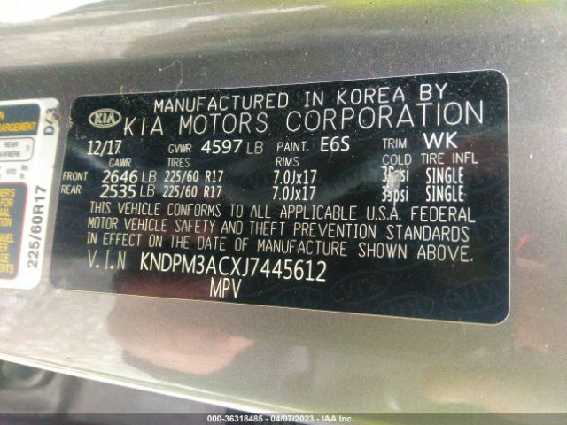 KNDPM3ACXJ7445612 KIA Sportage Lx